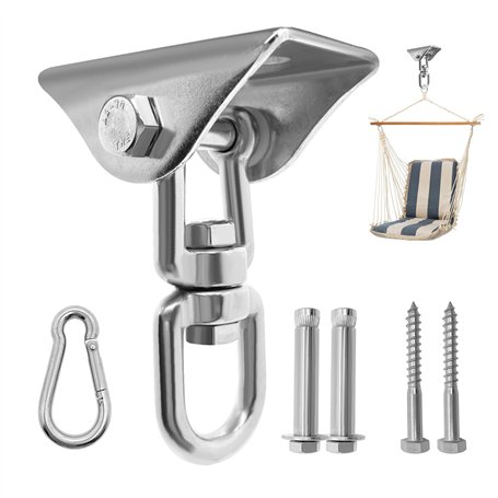 Dazkzooy Crochet Plafond en Acier 304 Inoxydable avec Capacité de 450 kg - Crochet de Plafond 360 ° Rotation pour Chaise Suspend