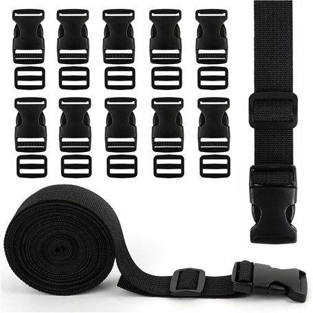 25mm x 5m Courroie en Nylon Noir de Sangle