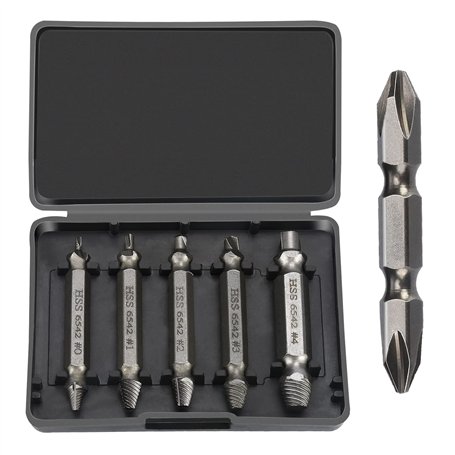 Lot de 6 extracteur de vis pour enlever les vis endommagées et usées dans une boîte en plastique pratique - Fabriqué en HSS