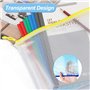 Brevanza 15 Pièces Pochette Document Zippée A4+A5+A6, PVC Mesh Zipper Pouch Etanche, Document Dossier Pochette 5 Couleurs, Chemi