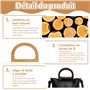 Kleemeiero 6PCS Poignées de Sac en Bois Anse pour Sac à Main Poignée en Bois pour Bricolage à la Main Poignées de Sac à Main en