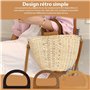 Kleemeiero 6PCS Poignées de Sac en Bois Anse pour Sac à Main Poignée en Bois pour Bricolage à la Main Poignées de Sac à Main en