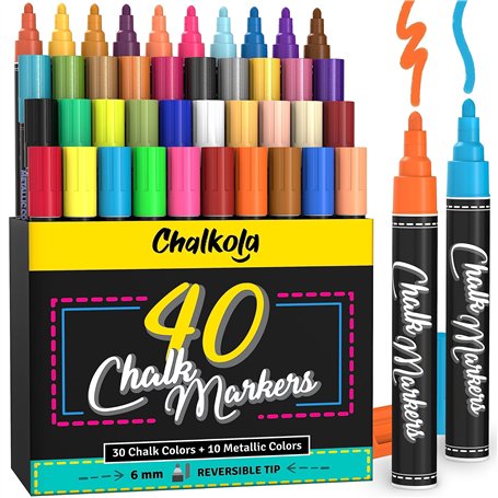 Chalkola 40 Marqueur Craie - Lot De 40 Stylos Néon