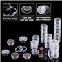 FORYNXHWIN Lot de 100 Capsules de pièces de Monnaie de 30 MM avec 5 Tailles (17/20/25/27/30MM) étui de Porte-Monnaie en Mousse d