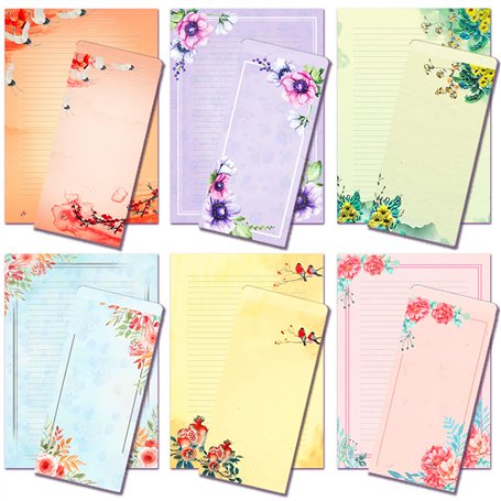 Lot de 48 feuilles de papier à lettre A4 100 g/m² avec 24 enveloppes auto-scellantes - Compatible avec les imprimantes - couleur