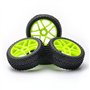 SWHstore Lot de 4 pneus en caoutchouc vert RC 1:8 pour voiture tout-terrain 5 rayons et jante plactique pour voiture HSP