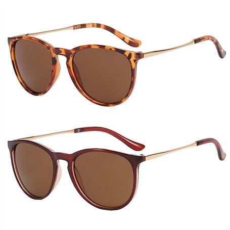 DAZZLUXE Lot de 2 lunettes de soleil avec verres marron clair