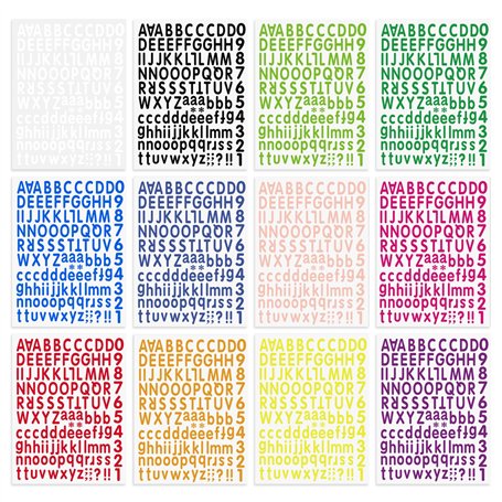 Lot de 12 feuilles d'autocollants en forme de lettres de l'alphabet avec grandes lettres