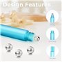 Zikenis 18 Pièces Flacon Roll on en Verre, Couleur Roll On Bouteilles en Verre 10ml 5ml, avec Rouleau en Acier Inoxydable Décaps