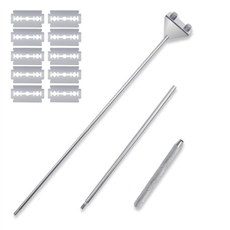 FRAKS 65cm Extensible Acier Inoxydable Nettoyeurs d'algues Réservoir Poisson Aquarium Grattoir Nettoyeur avec 10 Lames