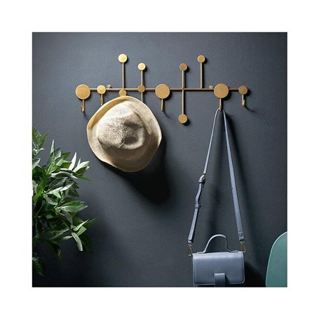 Balama Porte-manteau mural en métal doré avec 6 crochets