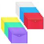 24 Pièces Pochette Plastique A4 Colorée Pochette Documents Transparent Document Dossier Pochettes Chemises avec Bouton-Pression