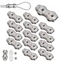 14 Pièces Duplex Clips M4 Câble Métallique Clips Inoxydable 304 Pinces Duplex pour Gréement de Câble Métallique de 4 mm