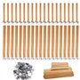 100 Pièces Meche Bougie Bois avec 50 Bases en Métal Mèche de Bougie en Bois Trimmable Mèche en Bois de Bougie sans Fumée Naturel