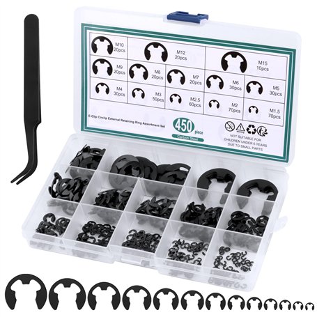 450 pièces Circlips Interne E-Clips