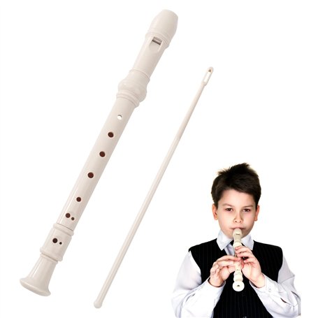Flute Enfant Flute a Bec Avec Tige de Nettoyage Flûte à Bec Soprano Instrument de Style Allemand Soprano 8 Trous Plastique Amovi