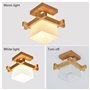 Artpad Simple Japon Tatami E27 Lampe En Bois Hall d'entrée Porche Balcon Plafond Luminaire Verre Plafond Moderne