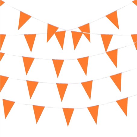 10M Orange Drapeaux Triangle Bunting de Partie Guirlande Fanion Tissu Pennant Banderole Coloré pour Fête Anniversaire Mariage No