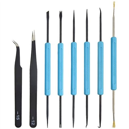 XINMEIWEN Lot de 6 outils auxiliaires à souder double face avec 2 pinces de précision noires pour réparation électronique et sou