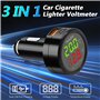 Hoembpn Adaptateur Prise Allume Cigare USB QC3.0 + PD3.0 Chargeur Voiture Rapide Thermomètre de Voltmètre avec Numérique LCD Tes
