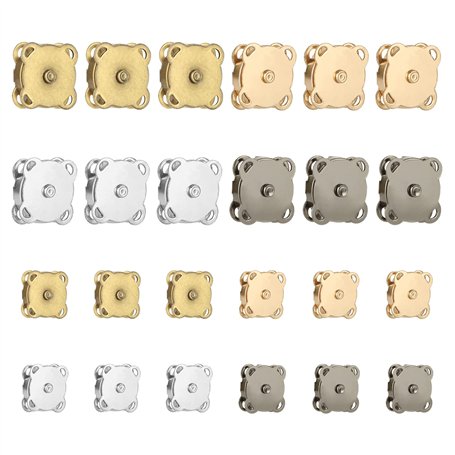 24 Sets Bouton Pression Aimanté 14mm et 18mm Fermoir Magnetique pour Sac 2 Tailles Bouton Aimanté Couture Pression Aimanté coutu