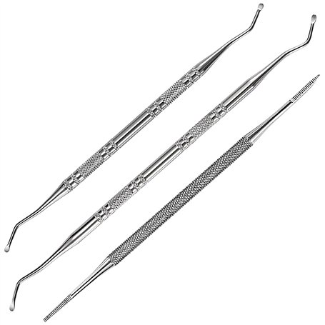 Lime à Ongles Incarnés 3 Pièces Lève-ongles Acier Inoxydable Outil de Correction Double Extrémité Excavateur Instrument pour Man