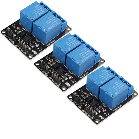 HALJIA Lot de 3 modules relais à 2 canaux – Carte d'extension 5 V – Carte d'extension universelle avec optocoupleur compatible a