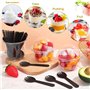 MIVIDE Lot de 100 Gobelets à Dessert avec Couvercle et Cuillère 250 ml, Verres à Dessert en Plastique avec Couvercle pour Mousse
