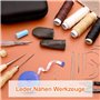 Kit de couture pour cuir - Fil ciré avec aiguille en cuir - Aiguille à coudre, ciseaux à fil, ruban à mesurer et sac de rangemen