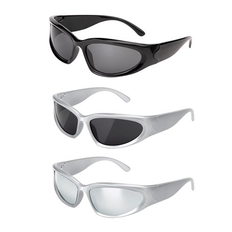 HONGXIN-SHOP Lunettes de Soleil Vintage Lunettes de Ovales Y2K Enveloppant Mode Sport Lunettes Futuriste de Mode pour Hommes Fem