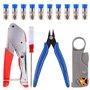 Swpeet Kit d'outils de compression 14 pièces avec sertissage et dénudeur de câble avec 10 connecteurs de compression Idéal pour