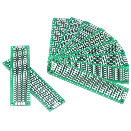 Lot de 10 Cartes de Circuit Imprimé Universelles de 2cm x 8cm - PCB Double Faces pour Prototypage et Soudure de Composants Élect
