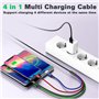 YTLUSN 1.5M Câble de Charge Multi USB 3A, Cordon de Chargeur 4 en 1 avec Ports IP/Micro USB/Type C pour Téléphone 12 11 Xs X 8 7