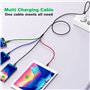YTLUSN 1.5M Câble de Charge Multi USB 3A, Cordon de Chargeur 4 en 1 avec Ports IP/Micro USB/Type C pour Téléphone 12 11 Xs X 8 7