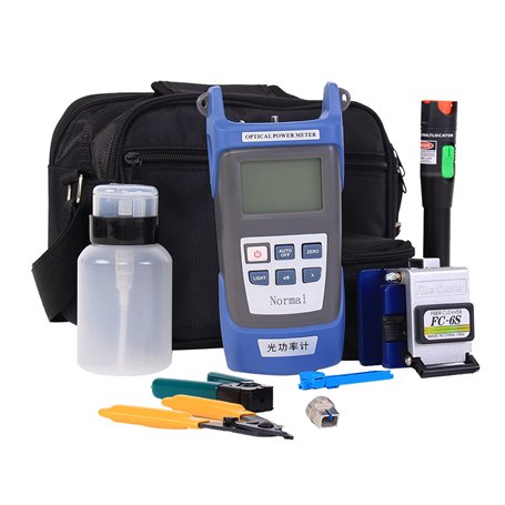 Kit d'outils de terminaison de fibre optique - Kit d'outils FTTH 9 en 1 avec FC-6S Cleaver Détecteur de puissance optique - Loca