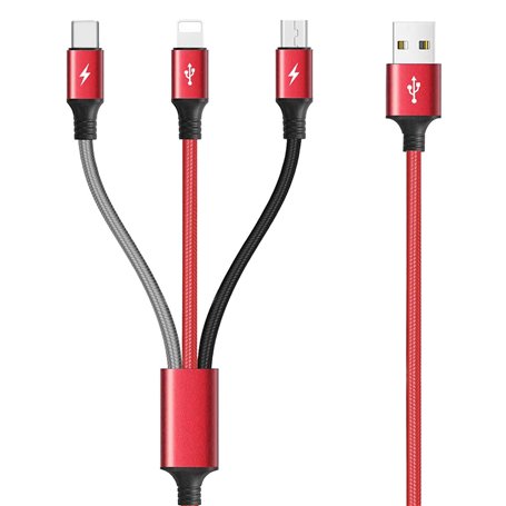 Minlu 3 en 1 Câble USB Multi Charge Rapide [4A