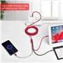 Minlu 3 en 1 Câble USB Multi Charge Rapide [4A,3M] Multi Cable Chargeur tressé en nylon, Cordon de recharge avec 3 ports Type C/