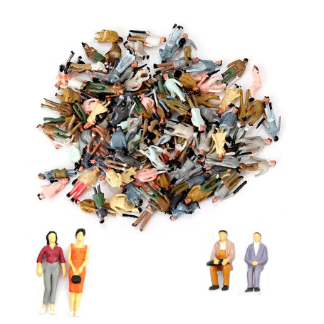 100 Pcs ModèLe Figurines Personnages Couleur ModéLisme Peintes Personnes Assis Et Debout Pour ScèNes Miniatures