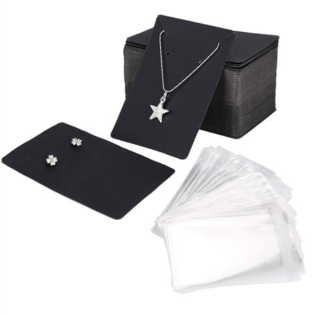 300 Pièces Carte Boucle d’Oreille Papier Kraft Carte Présentoir De Bijoux Support Et Pochettes Autocollantes Pour Affichage De B