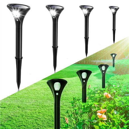 Lampe Solaire Extérieur Jardin Lumière Solaire Exterieur Étanche IP65 Eclairage Spot Solaire Exterieur LED Sécurité Sans Fil Fon