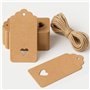 Lot de 50 étiquettes cadeaux vierges en papier marron avec ficelle 6 x 5 cm pour cadeaux de mariage
