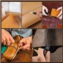 Kit de Couture pour Cuir 48 Pièces, Set Outils Cuir avec Aiguilles, Fil Ciré, Poinçon, Aiguille de Couture pour Réparation Cuir,