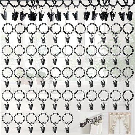 SUpoetry 50 pièces Anneaux Rideaux