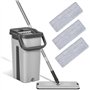weiclianhp Balai Serpillière Microfibre Rotatif 360° avec Serpillière Seau Essoreur Double Bac et 3 Tampons Réutilisables - Syst