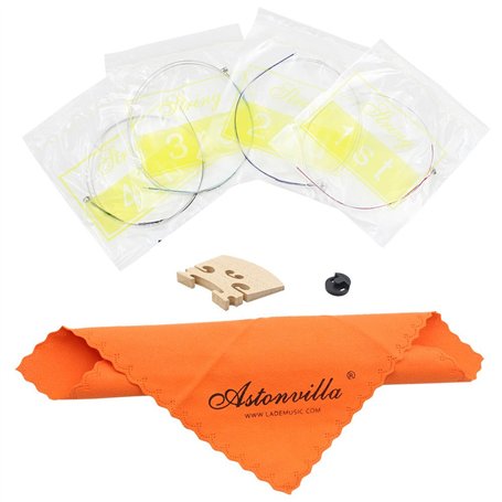 4 en 1 Cordes de Violon & Muet en Caoutchouc & Pont d'érable & Chiffon de Nettoyage Accessoires pour ViolonAccessoires pour Viol