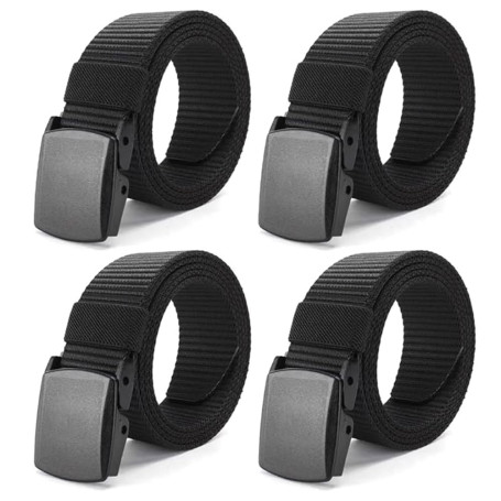 Wzhtuzi Lot de 4 ceintures de travail pour homme - Ceinture tactique réglable en nylon - Pas de boucle en métal - Passage rapide