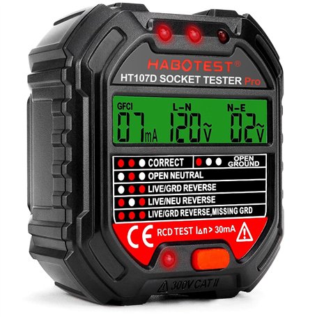 MINSHUXI Testeur de Prise 90-250V Testeur de Circuit Electrique Courant Automatique Détecteur de Tension de Polarité avec LCD Te