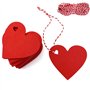Lot de 100 étiquettes cadeaux en forme de cœur avec cordon de 10 m