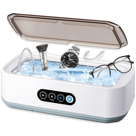 Nettoyeur Ultrasons 650ML Professionnel 49kHz 3 Réglages de Temps Nettoyage en Profondeur 360° Bac en Acier Inox pour Lunettes B