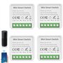 Lot de 4 modules d'interrupteur intelligents 1 voie - Interrupteur Smart Home - Interrupteur Smart Life - Mini module relais d'i